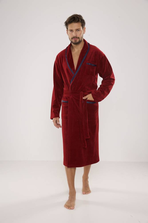 666 Ronaldo Herren Bademantel De Lafense - kastanienbraun