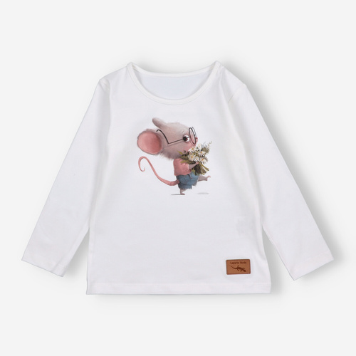 KAR-3008 Mädchen-Langarmbluse Lagarto Verde ecru – modisch, Baumwolle, polnische Produktion