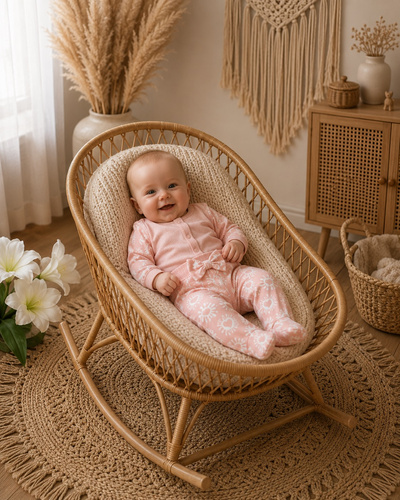 Mamatti PG16315 Baby-Schlafanzughose mit hohem Bund, rosa, aus Baumwolle