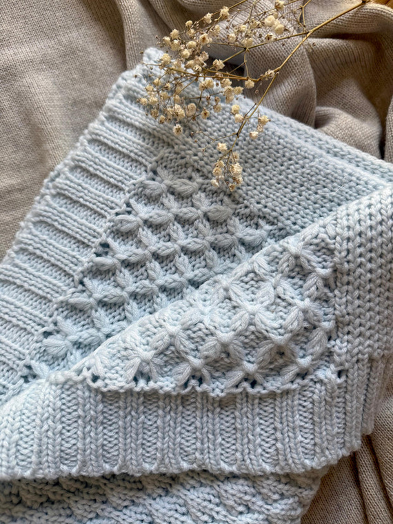 Bubbles Decke aus Merinowolle Yosoyblau – natürlich, hypoallergen, doppelseitig