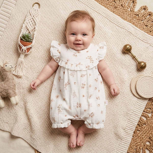 224220 Nicol Musselin Baby-Strampler mit Rüschen Luftig Sommer
