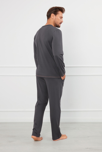 Salomon Herren Schlafanzug langarm, lange Hose Italian Fashion - graphit/honig