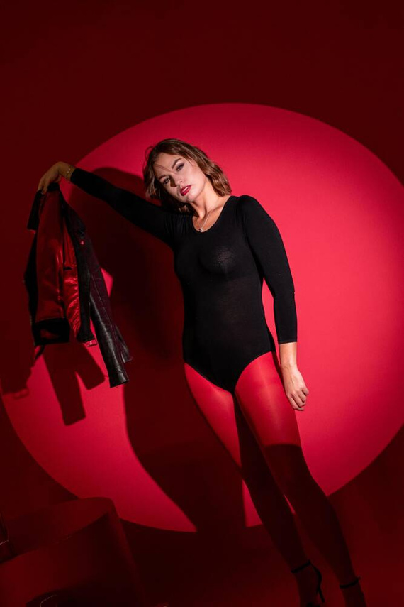 805 Chloe Langarm-Bodysuit für Damen von De Lafense - schwarz