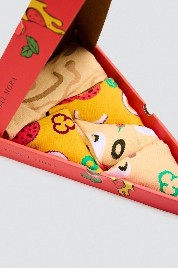Ysabel Mora 17502 Unisex-Socken 3 Paar Baumwolle Pizza als Geschenk