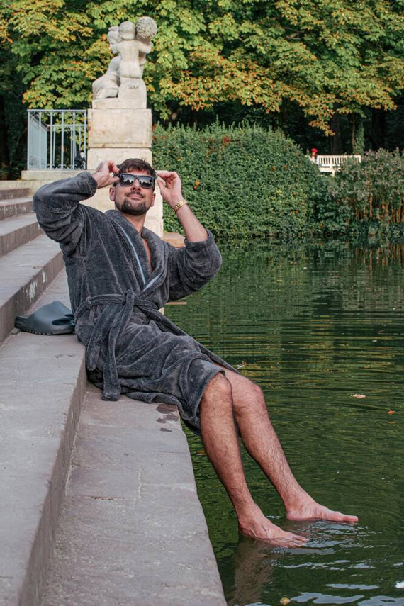 716 Rafael Herren Bademantel De lafense - graphit