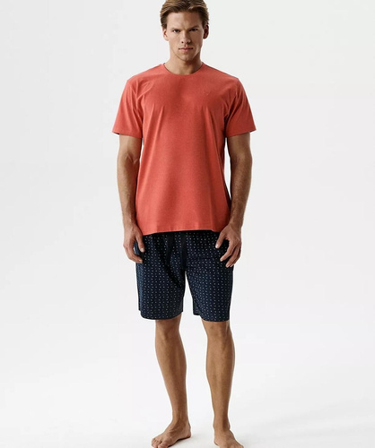 Herren Sommerpyjama Atlantic NMP-400 Rot 100% Baumwolle – bequem