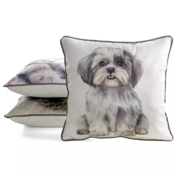 Kissenbezug Animal 45x45 Samt Eurofirany mit Reißverschluss Shih Tzu