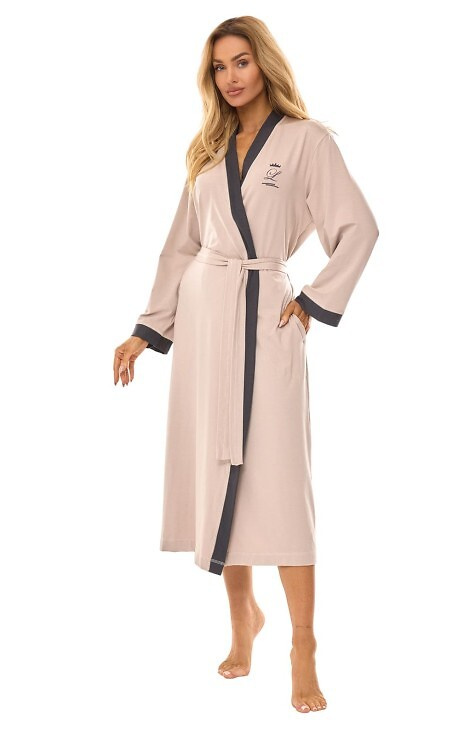 2505 L&L langer Damenbademantel – Beige