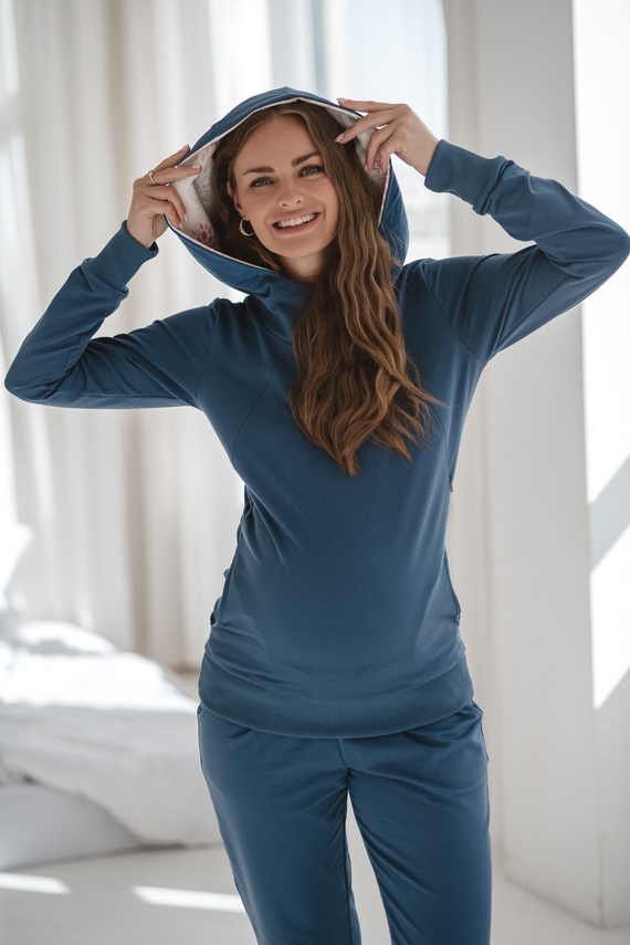 Milk Please Jeans Blue Umstands- und Still-Sweatshirt mit Kapuze – Milk&Love, polnische Produktion
