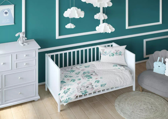 3269 B Land of Dreams Kinderbettwäsche aus Karo-Koala-Baumwolle