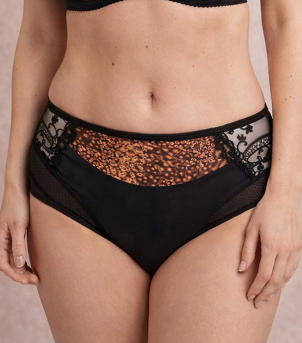 Vena VF-473 schwarz-zimtfarbene Slips – bequeme Damen-Slips mit Spitze