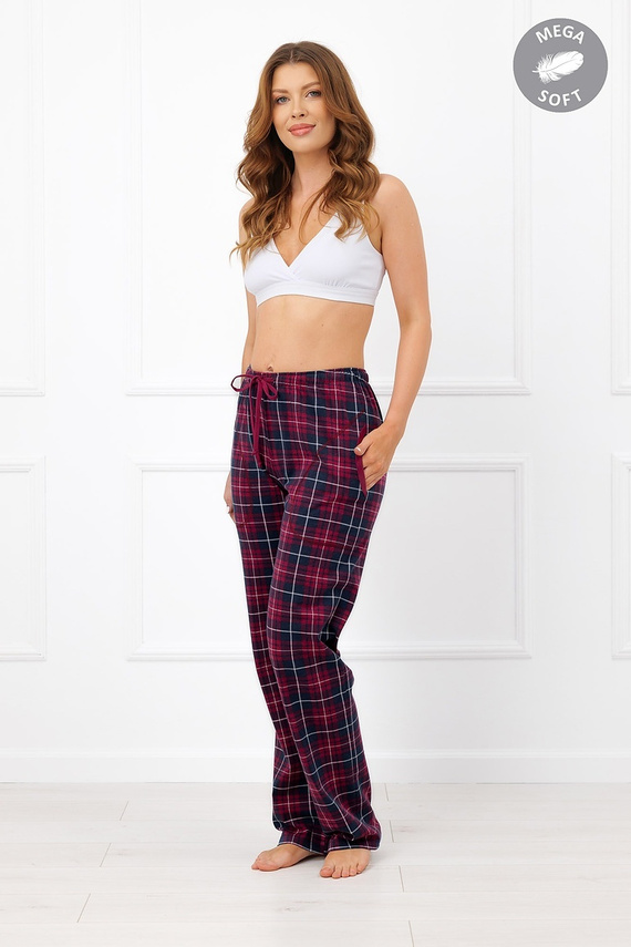 Italian Fashion Alana Damen lange Baumwollhose Mega Soft kariert