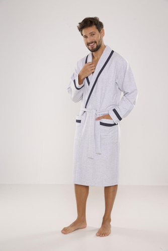 564 Bruno Herren Bademantel De Lafense - hell melange 