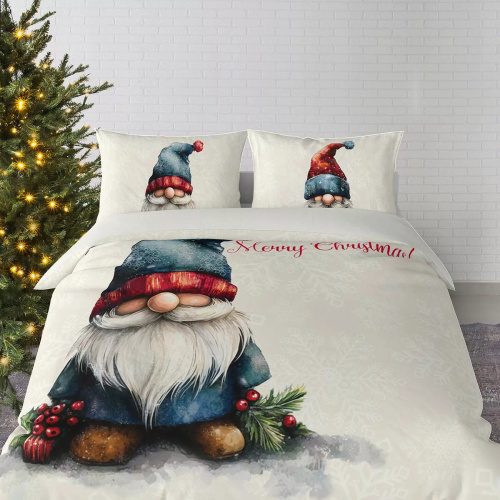 5826 A Baumwoll-Weihnachtsbettwäsche Christmas Dreams Detexpol creme mit einer Elfe Merry Christmas – Weihnachtsset aus 100 % Baumwolle