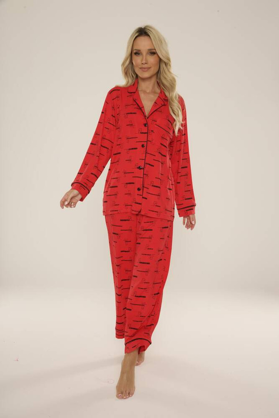 718 Madeleine Cat Love Damen Forex Pyjamas - rot