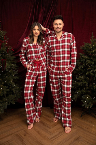 Sensis Lucas Herren-Flanell-Pyjama 100% Baumwolle Rot kariert
