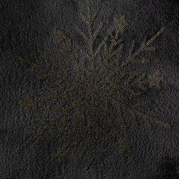 Eurofirany Weihnachtsdecke schwarz-goldene Schneeflocken – weicher Mikrofaser-Überwurf, 240 g/m²