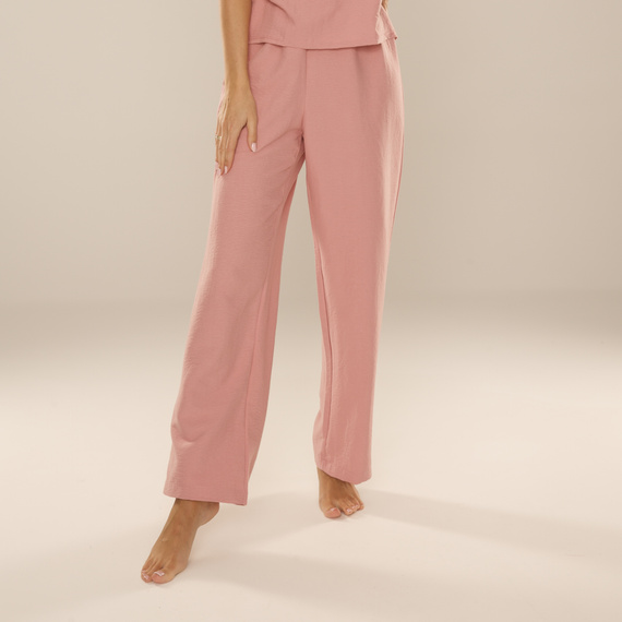 Maeve 875 De Lafense Damen Pyjamahose - lang, einfarbig, mit Taschen - rosa