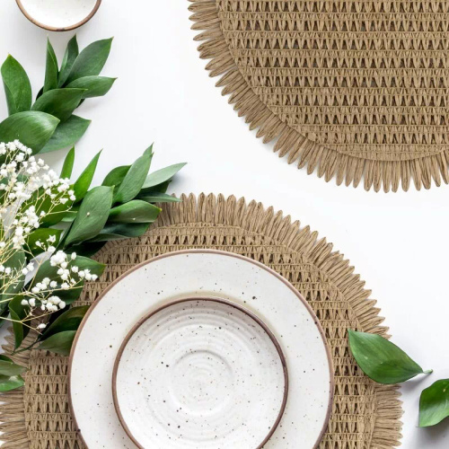 Eurofirany Tischset elegante Platzmatte unter Teller Glamour Stil Joan natural