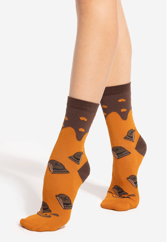 U04.WED Wedel wz.07 Socken – Unisex, Muster inspiriert von Schokolade, Carmel Choco