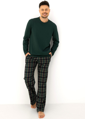 Sensis Logan Herren-Pyjama 100% Baumwolle grüne Hose kariert