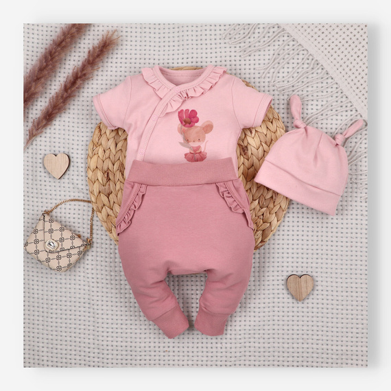 Baby Body Nini Little Mouse Bio-Baumwolle Wickelbody Kurzarm hautfreundlich