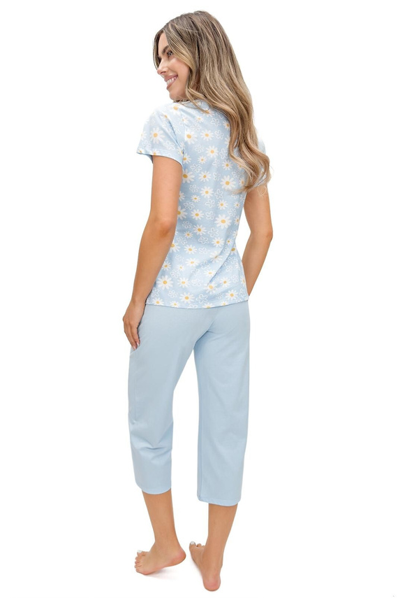 Damen Pyjama Donna 3/4 Margaret Baumwolle Kurzarm Blumenmuster