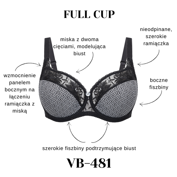 Biustonosz Semi Soft VB-355 Vena K15 großer BH mit Ricamificio-Stickerei, Nude