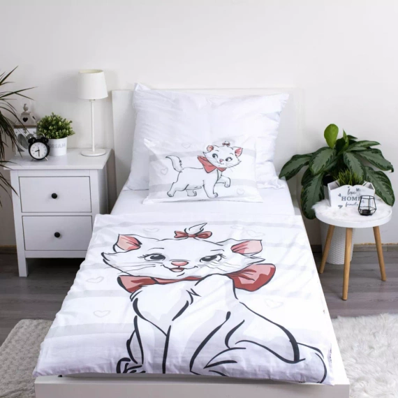 Marie Cat Bow Baumwollbettwäsche für ein Bett von Jerry Fabrics, grau