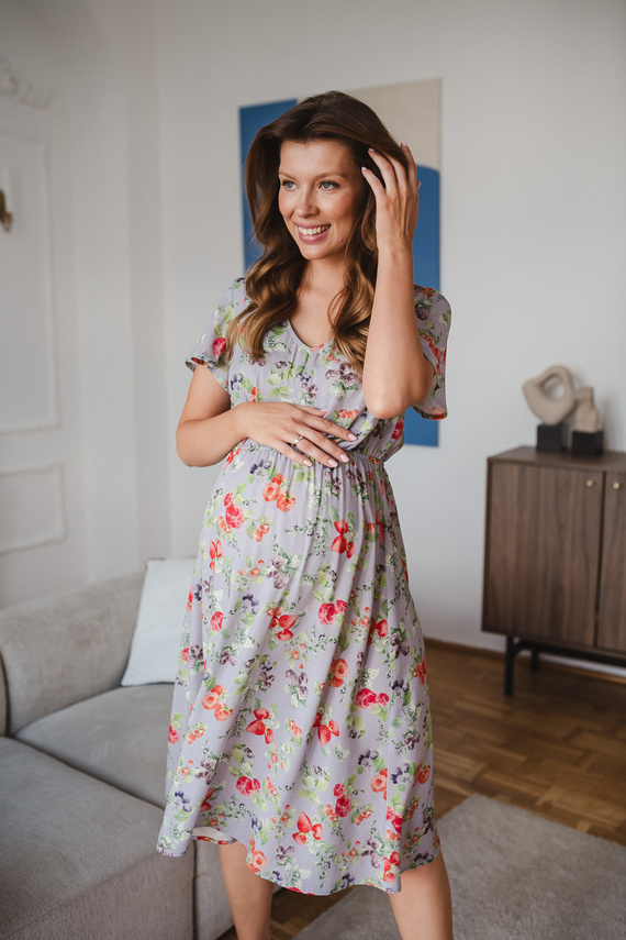 Lovely Dress Midi Milk&Love Umstands- und Stillkleid Hellblau mit Obstmotiv