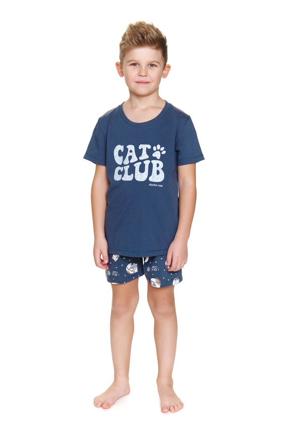 7205 „Cat Club“ Unisex Doctor Nap Kinderpyjama – tiefblau