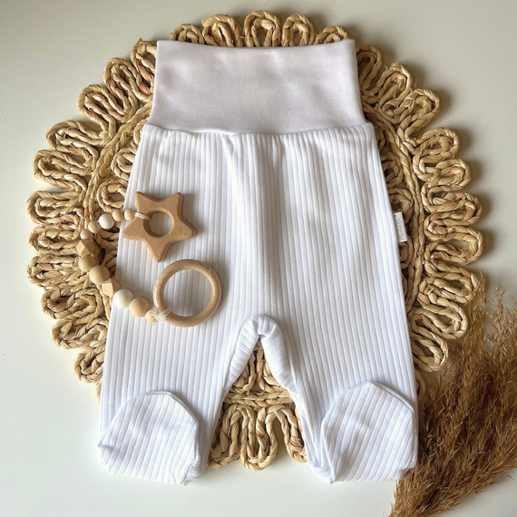 PD090 Mamatti gestreifter Baby-Schlafanzug – weiß