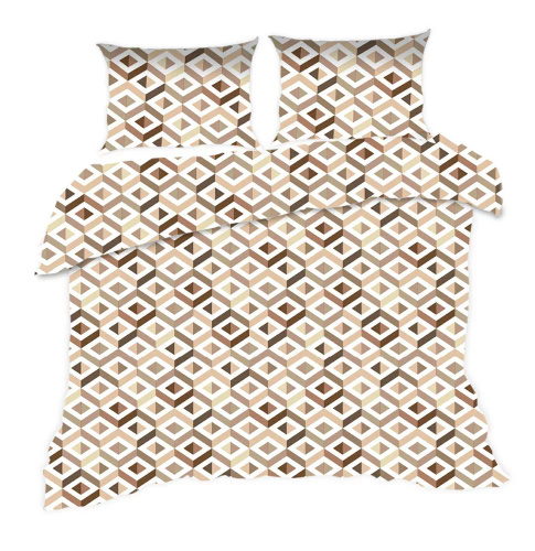 1760N Baumwollbettwäsche Classic E24 Karo-Geometrie beige – 100 % Baumwolle, langlebig, farbenfroh, 2-teiliges Set