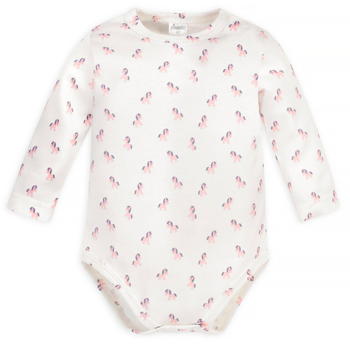 Lovely Day Pinocchio Langarm-Body – ecrufarbene Pferde