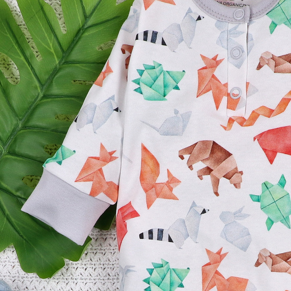 ABN-5387 Lustiger Origami-Strampler ohne Füße, Nini-Aufdruck