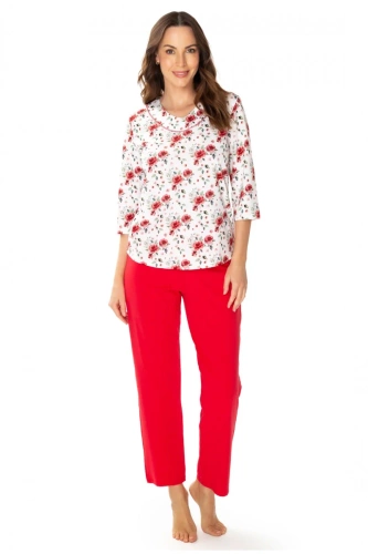 86676 Malina Floral Damen-Pyjama Möwe rosa