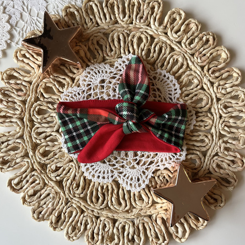 Mamatti Mädchen-Stirnband OP02 Merry Christmas – Rot-Grün kariert, Pin-up-Stil