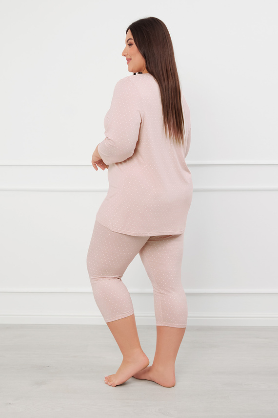 Puntini Damen 3/4 Schlafanzug Italian Fashion - puderrosa