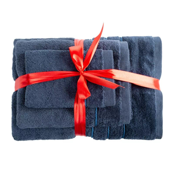 Eurofirany Handtücher Set 3 tlg weich saugstark elegante Handtücher Sibel navy