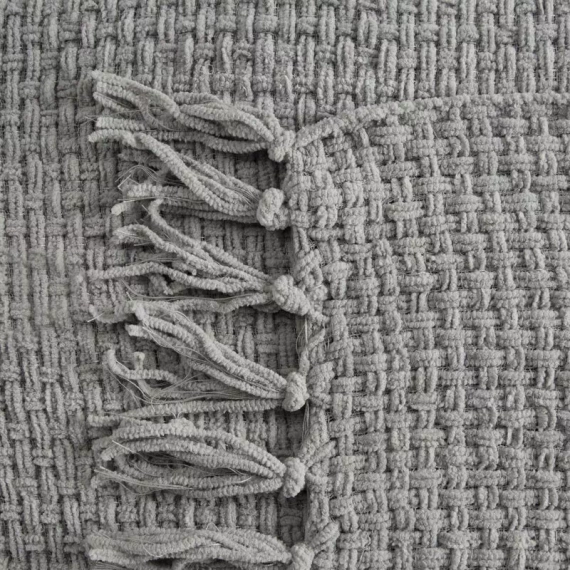 Suzi Decke, Tagesdecke, gewebt mit Fransen, Eurocurtains, grau