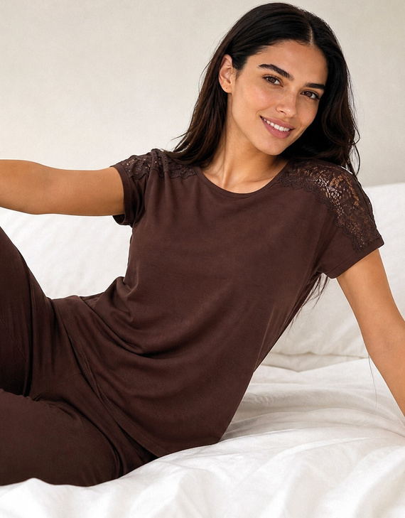 Cornette 1110/511 Sara Damen-Pyjama 100% Baumwolle Grün mit Blumenmuster