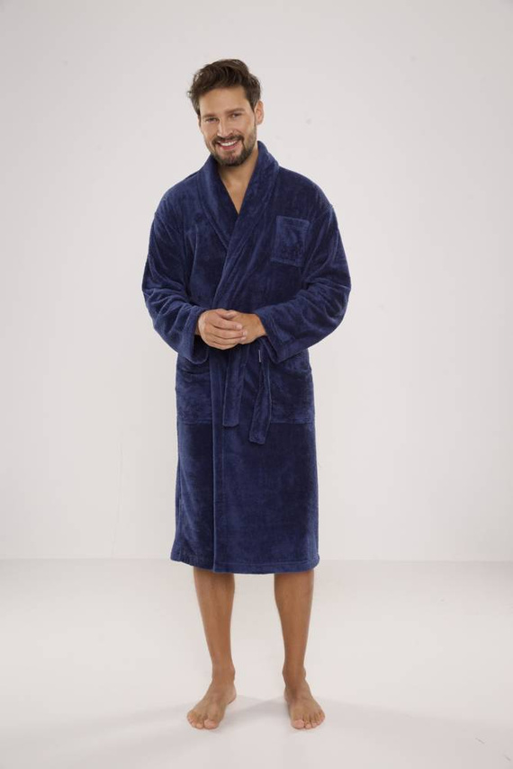 811 De Lafense Herren-Bademantel aus Plüsch - Denim