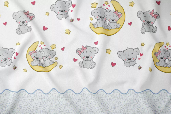 2896 B Land of Dreams Kinderbettwäsche aus Baumwolle, Karo-Teddybären