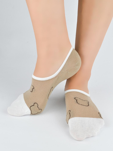Damen Ballerina-Socken Noviti ST092 – Baumwoll-Stopper mit Silikon beige A