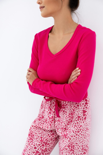 Landry Sensis Damen-Pyjama, rosa – Baumwolle, lange Ärmel, bequemer Schnitt