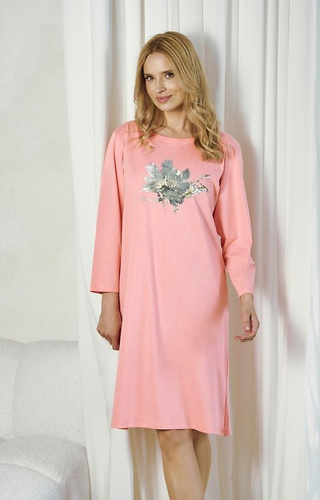 3461 Patricia Damenshirt Taro apricot – 100 % Baumwolle, lange Ärmel, Kimono, bunter Aufdruck