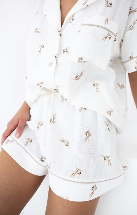 Sensis Nastia Damen-Musselin-Pyjama – Ecru