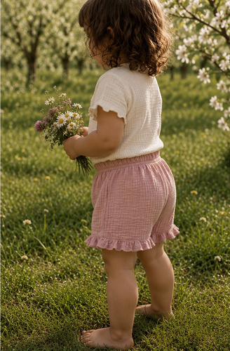 Mamatti SZ50310 Kinder Musselin Shorts in Staubrosa, Luftig und Elegant