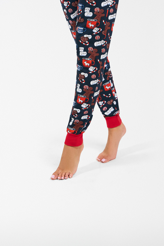 Makala Damen Schlafanzug mit langen Ärmeln und langer Hose Italian Fashion - rot/print 