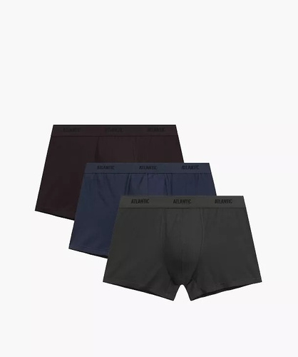 Herrenboxershorts Atlantic 3MH-0111 A3 3er-Pack braun-indigo-khaki – 95% Baumwolle, eng anliegend